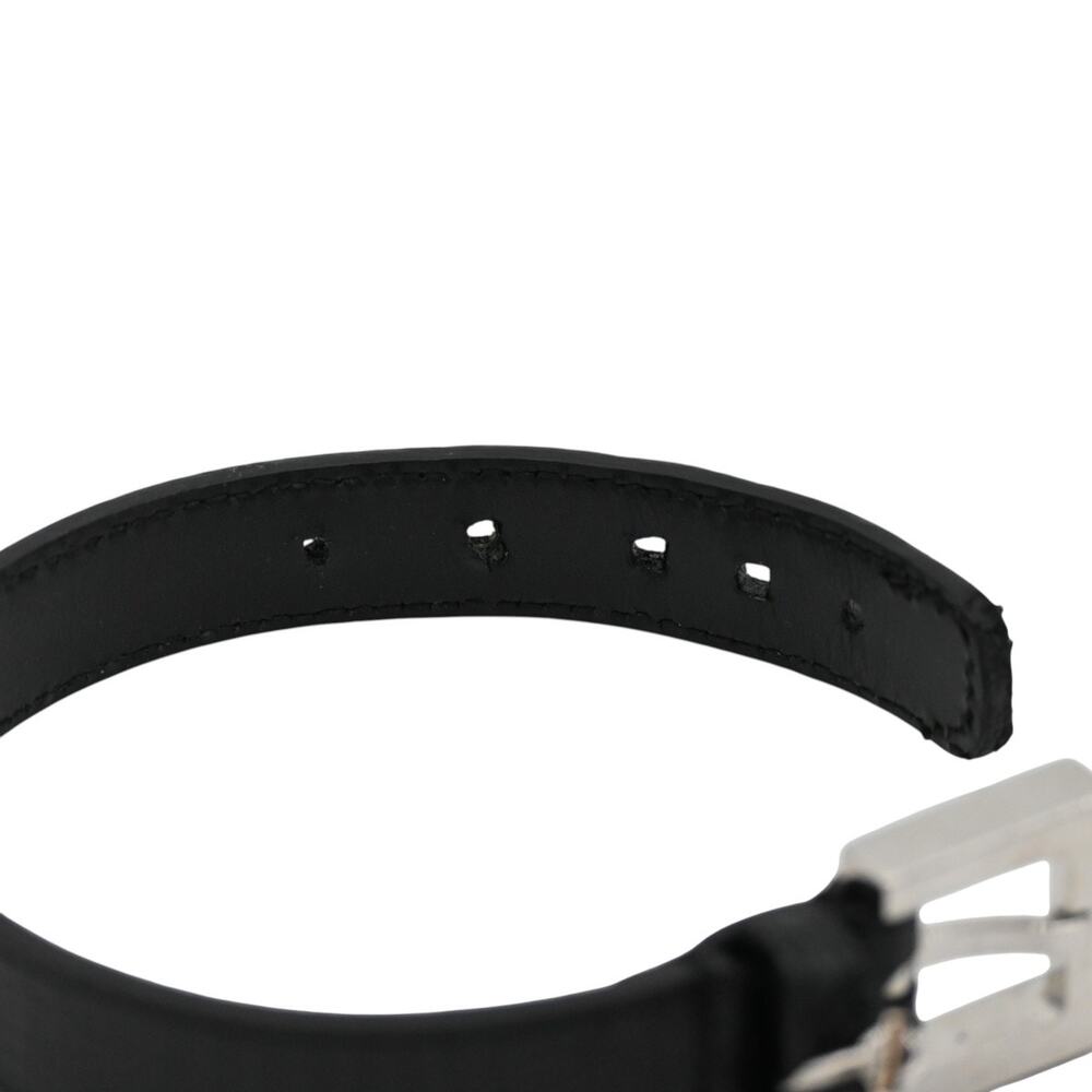 Saint Laurent Black Embossed Leather YSL Logo Charm Bracelet - Picture 6 of 11